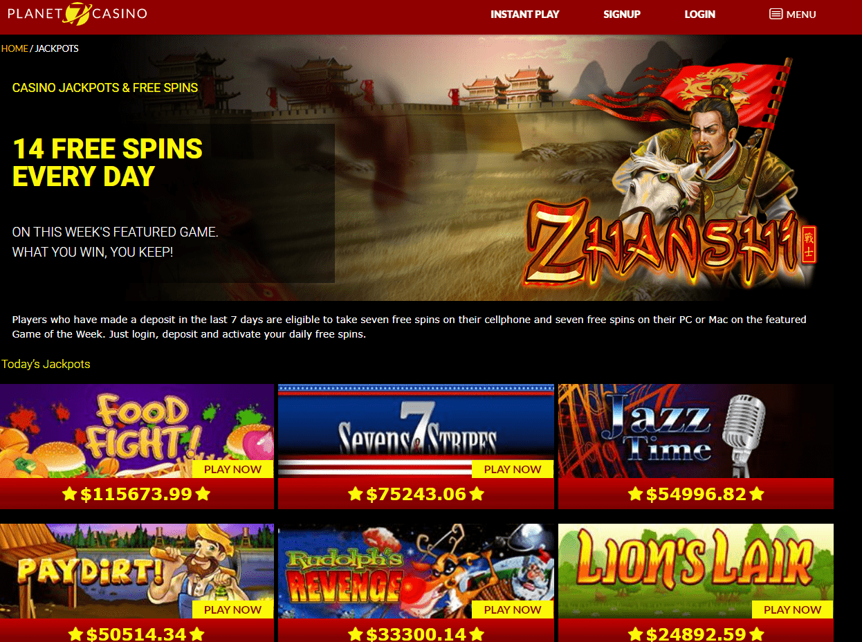Jackpot w kasynie online Planet 7