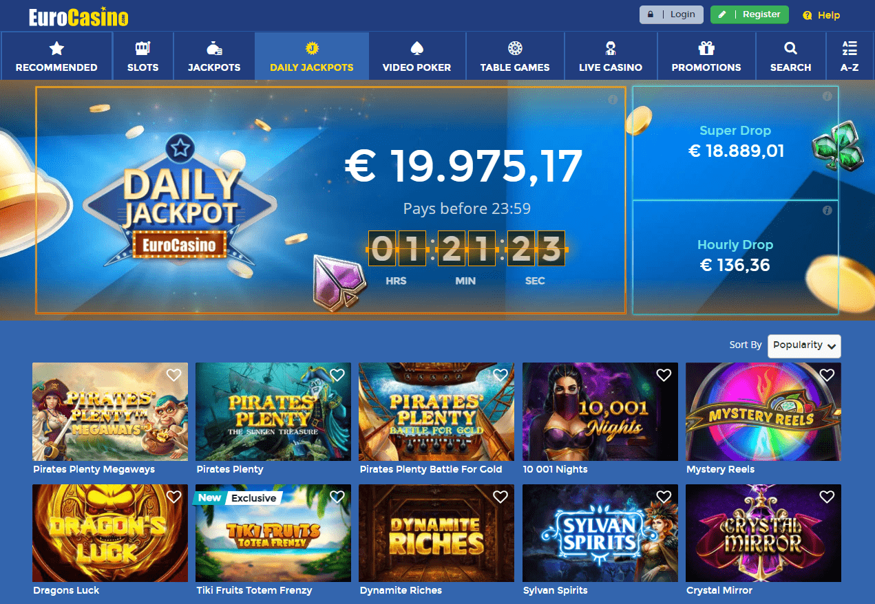 Jackpot w kasynie online Euro