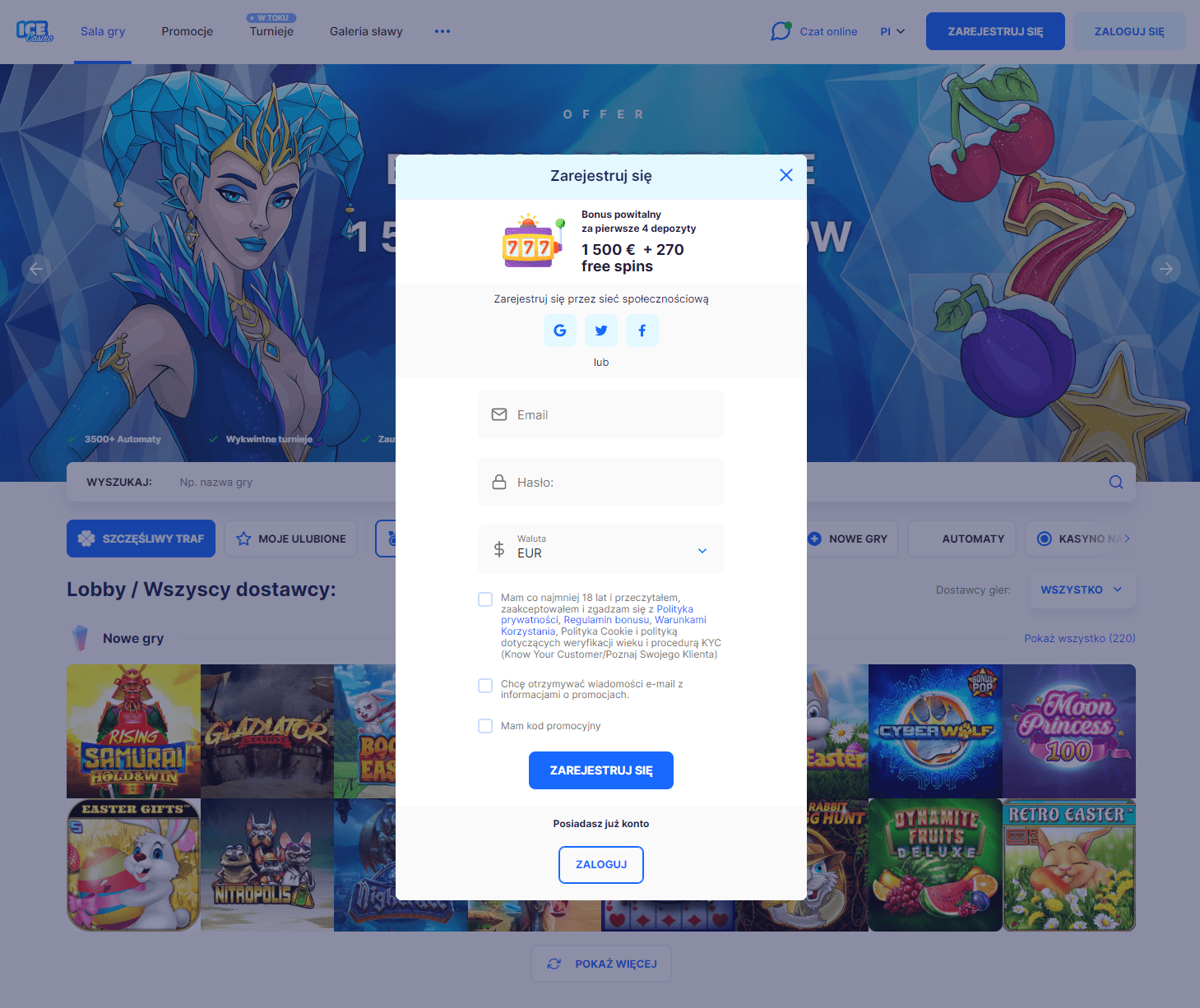 Recenzja ICE Casino 2024 Bonus do 6000zl + 270DS