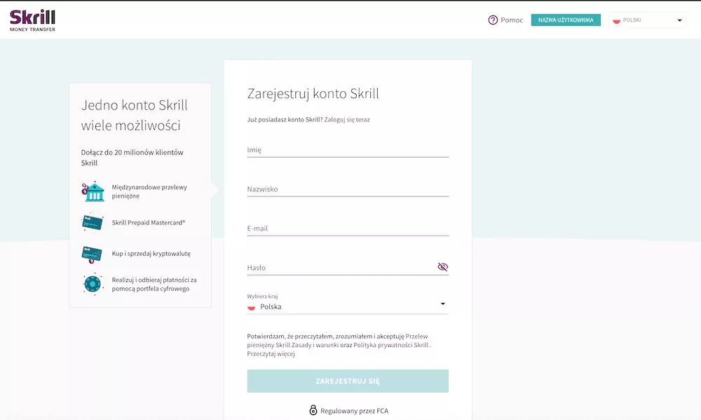 Rejestracja w Skrill