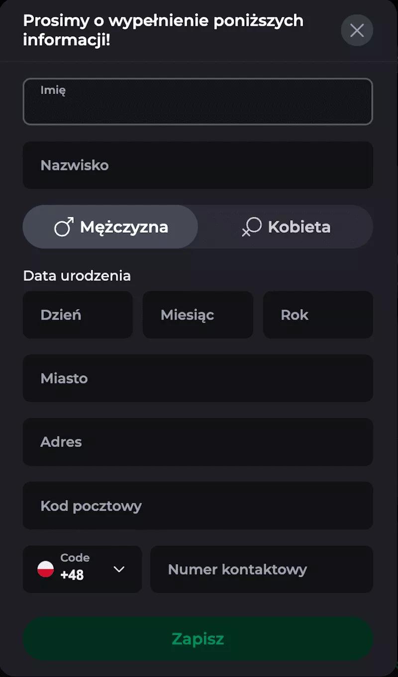 BetOnRed Casino - Rejestracja 2