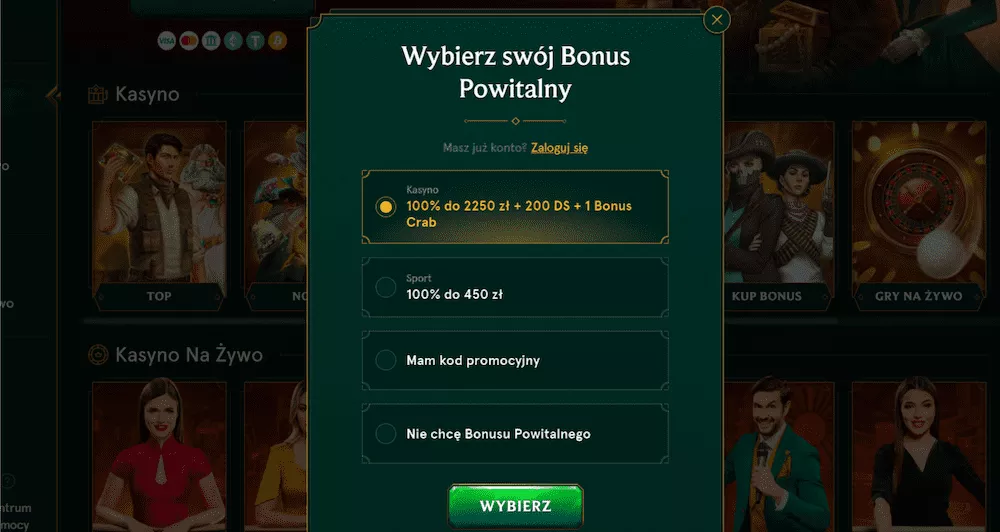 Casinia Casino - Rejestracja 1