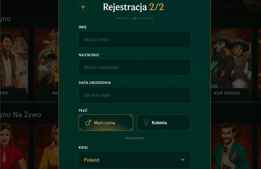 Casinia Casino - Rejestracja 3