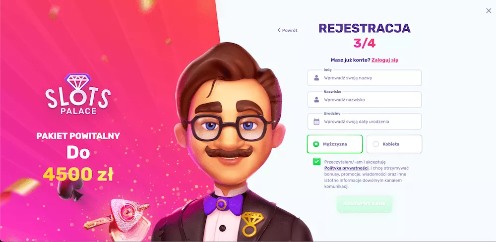 Slots Palace Casino - Rejestracja 3