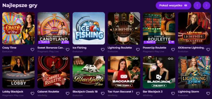 Gambloria live casino – Evolution i Winfinity