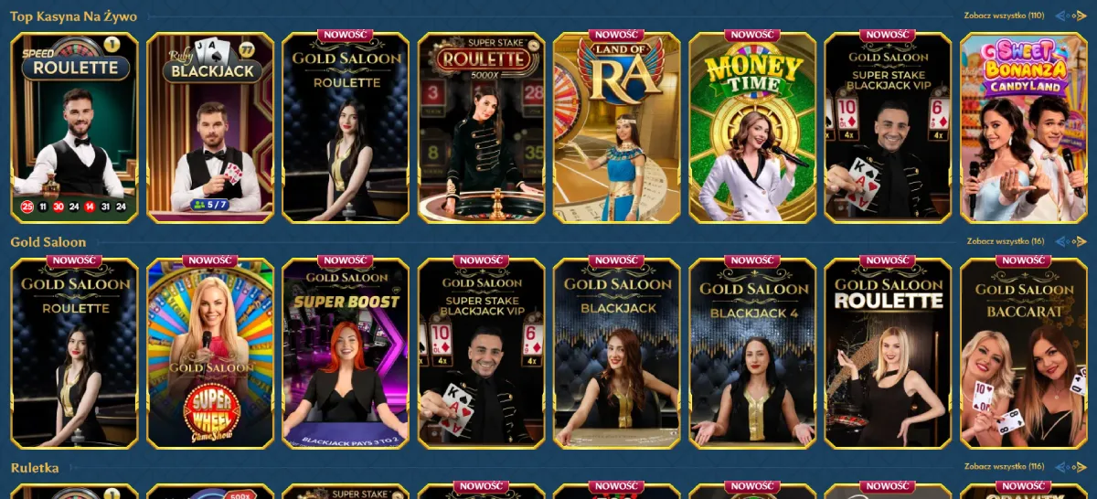Gry na zywo w Casea – szeroki wybór dostawców